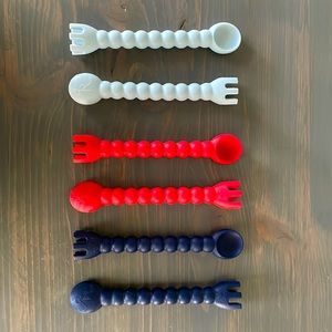 Ryan & Rose Cutie Tensils Silicone Baby Spoon and Fork 6 Total